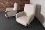 Pair of Italian Walnut and Gray and White Tweed Club Chairs after Marco Zanuso - Image 6