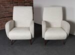 Pair of Italian Walnut and Gray and White Tweed Club Chairs after Marco Zanuso - Image 11