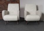 Pair of Italian Walnut and Gray and White Tweed Club Chairs after Marco Zanuso - Image 10