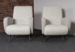 Pair of Italian Walnut and Gray and White Tweed Club Chairs after Marco Zanuso - Image 10
