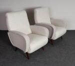 Pair of Italian Walnut and Gray and White Tweed Club Chairs after Marco Zanuso - Image 8