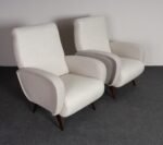 Pair of Italian Walnut and Gray and White Tweed Club Chairs after Marco Zanuso - Image 8