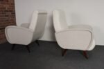 Pair of Italian Walnut and Gray and White Tweed Club Chairs after Marco Zanuso - Image 9