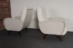 Pair of Italian Walnut and Gray and White Tweed Club Chairs after Marco Zanuso - Image 9