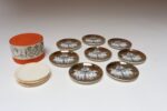 Set of Eight Vintage Gilded Roman Chariot Coasters by Piero Fornasetti with Box - Image 3