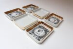 Set of Six Fornasetti Gilt Porcelain Profili Romani Roman Emperor Vide Poches - Image 2