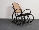 Vintage Thonet Ebonized Bentwood and Rattan Rocking Chair - Image 2