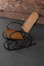 Vintage Thonet Ebonized Bentwood and Rattan Rocking Chair - Image 7
