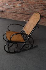 Vintage Thonet Ebonized Bentwood and Rattan Rocking Chair - Image 7