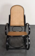 Vintage Thonet Ebonized Bentwood and Rattan Rocking Chair - Image 4