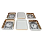 Set of Six Fornasetti Gilt Porcelain Profili Romani Roman Emperor Vide Poches