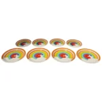 Set of Eight Italian Porcelain Salad and Dinner "Rainbow" Plates by Mancer