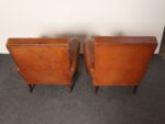 Pair of French Art Deco Leather Angled Back Club Chairs with Nailhead Decoration - Image 13