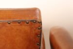 Pair of French Art Deco Leather Angled Back Club Chairs with Nailhead Decoration - Image 37