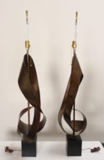 Pair of Vintage Brutalist Steel "Ribbon" Table Lamps by Richard Barr For Laurel - Image 7