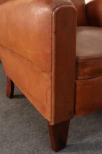 Pair of French Art Deco Leather Angled Back Club Chairs with Nailhead Decoration - Image 38