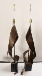 Pair of Vintage Brutalist Steel "Ribbon" Table Lamps by Richard Barr For Laurel - Image 6