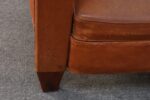 Pair of French Art Deco Leather Angled Back Club Chairs with Nailhead Decoration - Image 45