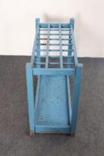 Primitive American Robin's Egg Blue Painted Wood Umbrella or Cane Stand - Image 10