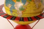 Vintage Replogle Yellow and Red Tin Litho "Globe Grams' Spinning World Globe - Image 9