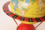 Vintage Replogle Yellow and Red Tin Litho "Globe Grams' Spinning World Globe - Image 11