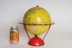 Vintage Replogle Yellow and Red Tin Litho "Globe Grams' Spinning World Globe - Image 3
