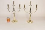 Pair of Vintage Brass Candelabra by Tommi Parzinger for Dorlyn Silversmiths - Image 3