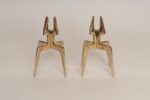Pair of Sculptural Vintage Brutalist Candle Holders in Polished Brass - Image 3