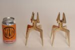 Pair of Sculptural Vintage Brutalist Candle Holders in Polished Brass - Image 6