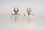 Pair of Sculptural Vintage Brutalist Candle Holders in Polished Brass - Image 2