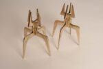 Pair of Sculptural Vintage Brutalist Candle Holders in Polished Brass - Image 4