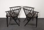 Pair of Swedish Modern Ebonized Beechwood Sunfeather Arm Chairs by Sonna Rosen - Image 4