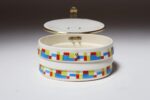 German Art Deco Ceramic and Brass Biscuit Tin with Geometric Motif - Image 4