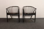 Vintage Pair Swedish Ebonized Beechwood Sunfeather Lounge Chairs by Sonna Rosen - Image 3