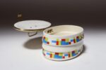 German Art Deco Ceramic and Brass Biscuit Tin with Geometric Motif - Image 5