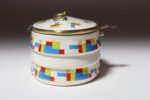 German Art Deco Ceramic and Brass Biscuit Tin with Geometric Motif - Image 6