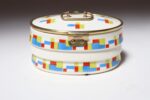 German Art Deco Ceramic and Brass Biscuit Tin with Geometric Motif - Image 2