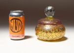 Vintage Bohemian Czechoslovakian Glass Powder or Trinket Jar with Crystal Finial - Image 8