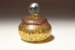 Vintage Bohemian Czechoslovakian Glass Powder or Trinket Jar with Crystal Finial - Image 2