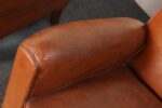 Pair of French Art Deco Leather Angled Back Club Chairs with Nailhead Decoration - Image 14