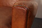 Pair of French Art Deco Leather Angled Back Club Chairs with Nailhead Decoration - Image 19