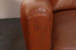 Pair of French Art Deco Leather Angled Back Club Chairs with Nailhead Decoration - Image 20