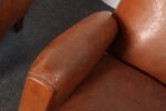 Pair of French Art Deco Leather Angled Back Club Chairs with Nailhead Decoration - Image 23