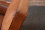 Pair of French Art Deco Leather Angled Back Club Chairs with Nailhead Decoration - Image 26