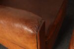 Pair of French Art Deco Leather Angled Back Club Chairs with Nailhead Decoration - Image 31