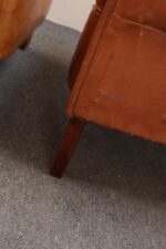 Pair of French Art Deco Leather Angled Back Club Chairs with Nailhead Decoration - Image 42