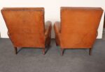 Pair of French Art Deco Leather Angled Back Club Chairs with Nailhead Decoration - Image 12