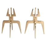 Pair of Sculptural Vintage Brutalist Candle Holders in Polished Brass