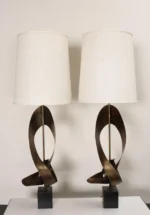 Pair of Vintage Brutalist Steel "Ribbon" Table Lamps by Richard Barr For Laurel - Image 2