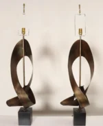 Pair of Vintage Brutalist Steel "Ribbon" Table Lamps by Richard Barr For Laurel - Image 4